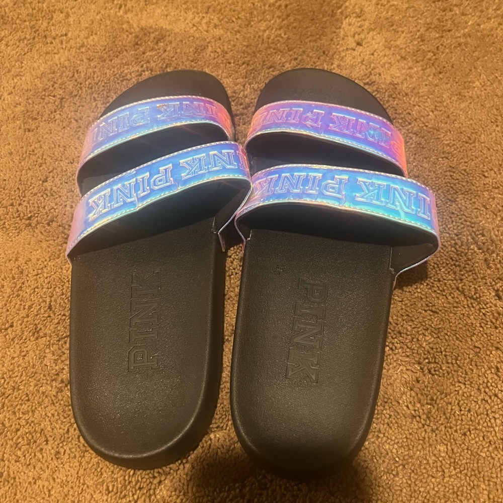 Pink double strap slides
